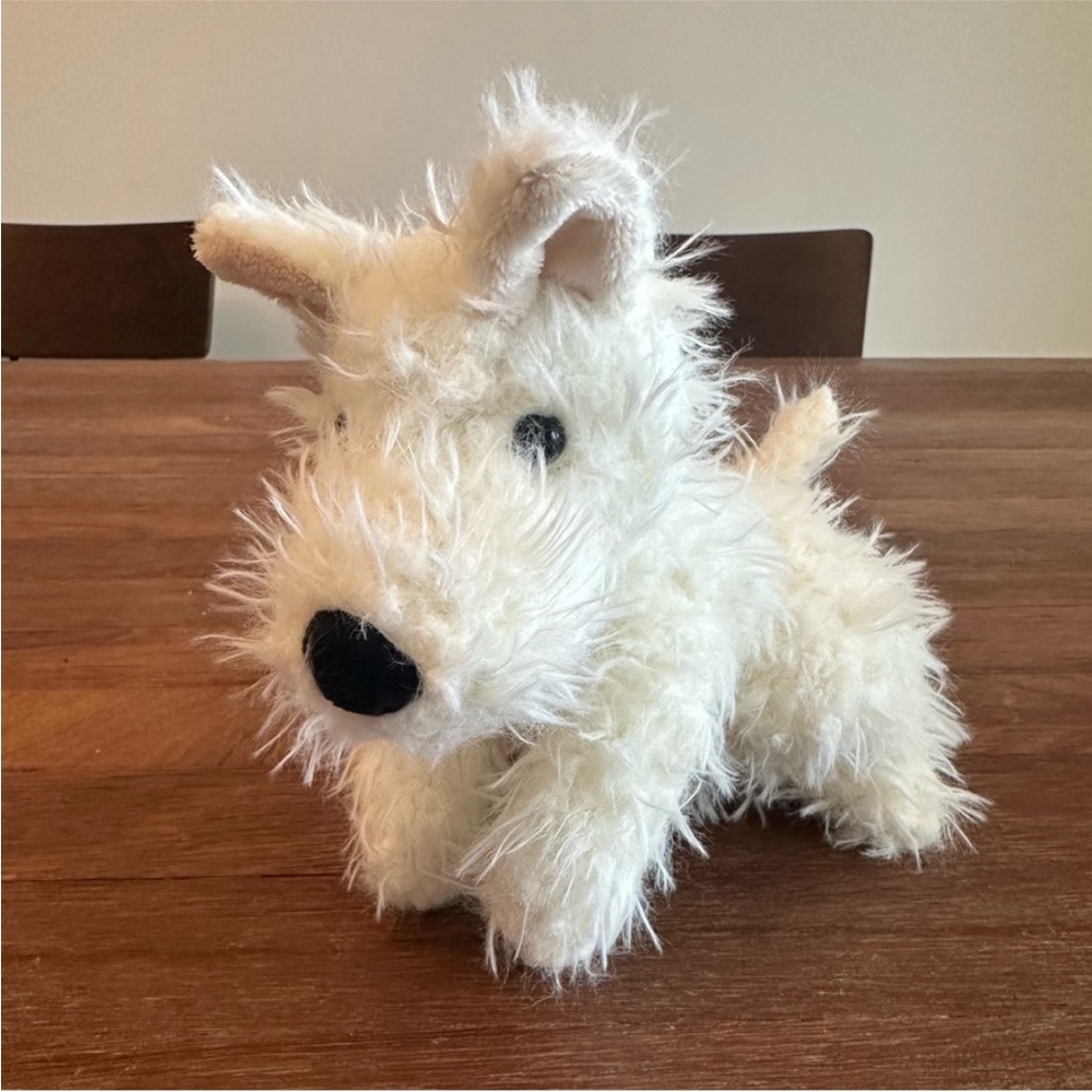 Scottie Dog Plush Toy White Puppy Stuffed Animal Cute Soft Gift Decor